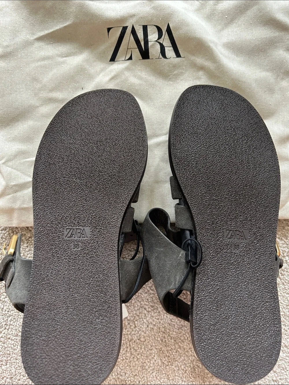 ZARA Dark Gray Suede Fisherman Sandals - Picture 4 of 7